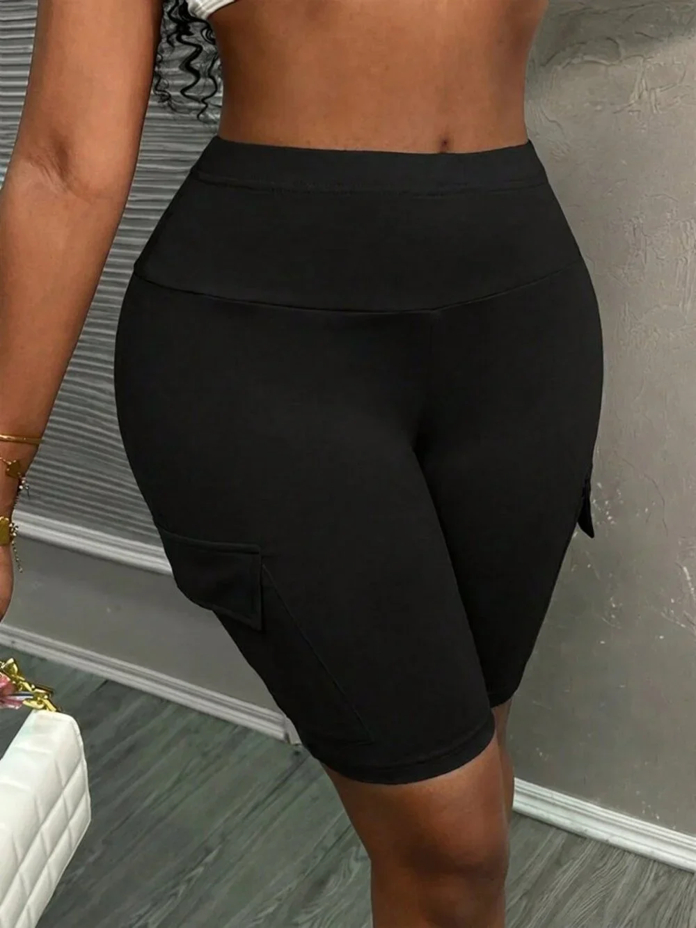 Black Casual Women's Shorts - Picture 6 of 7